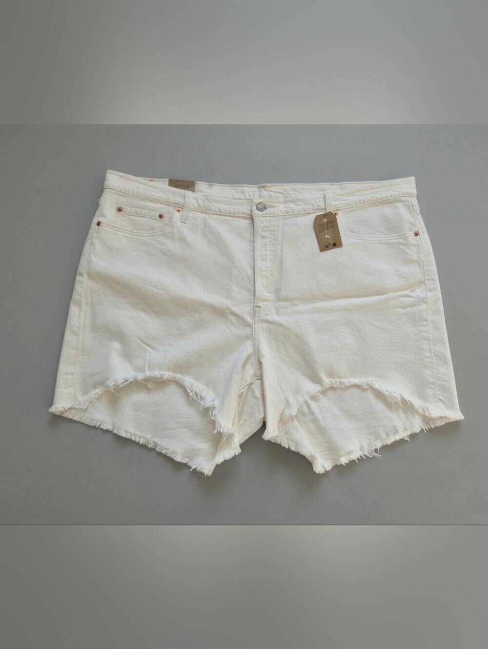 BNWT Levi's 501 Original 24 High Rise Denim Shorts White Cut Off Raw Hem Boho